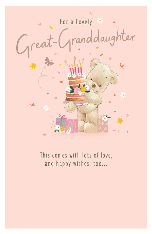 Bear & Cake Great Granddaughter Birthday Card