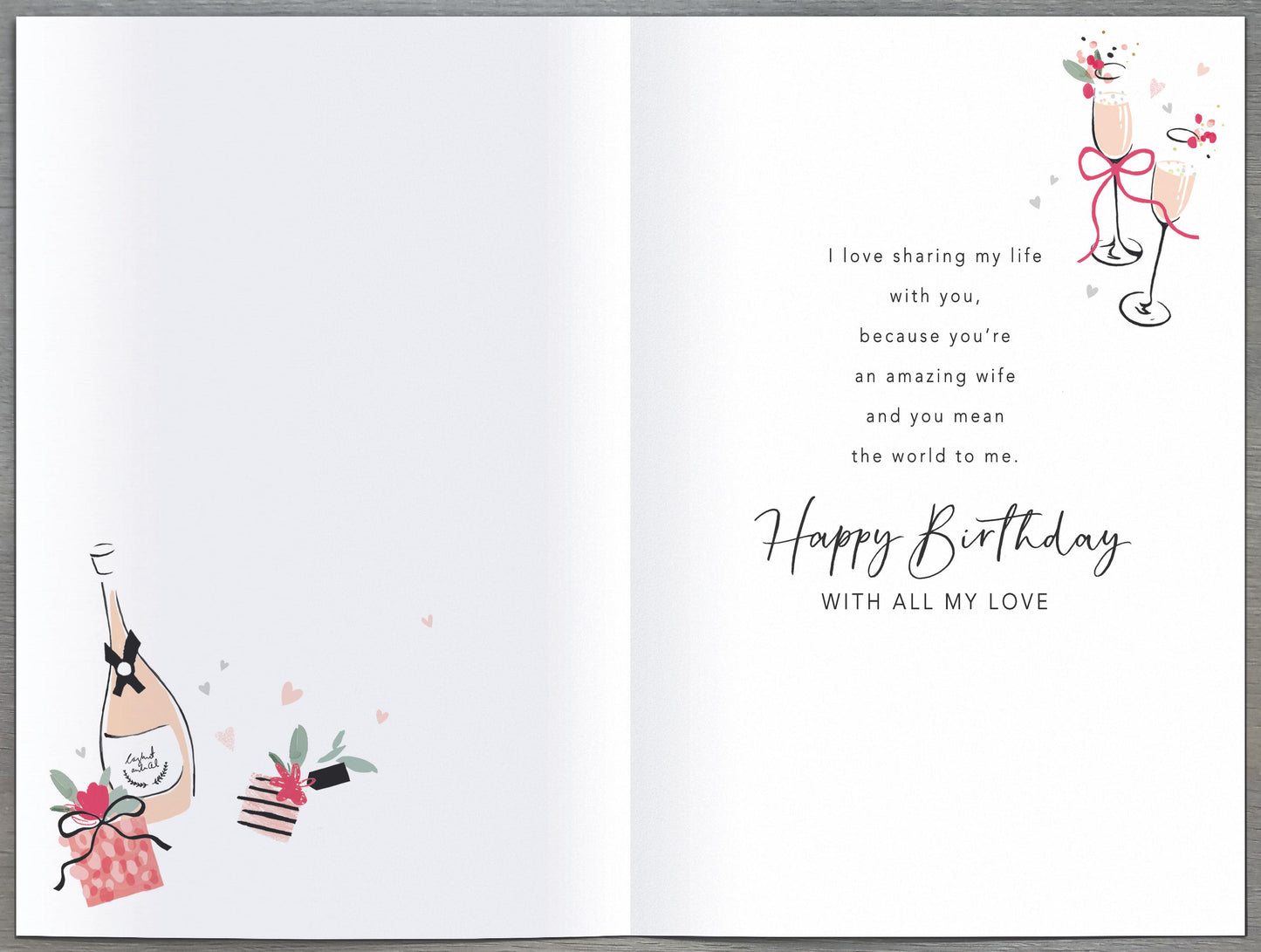 Champagne & Presents Wife Birthday Card