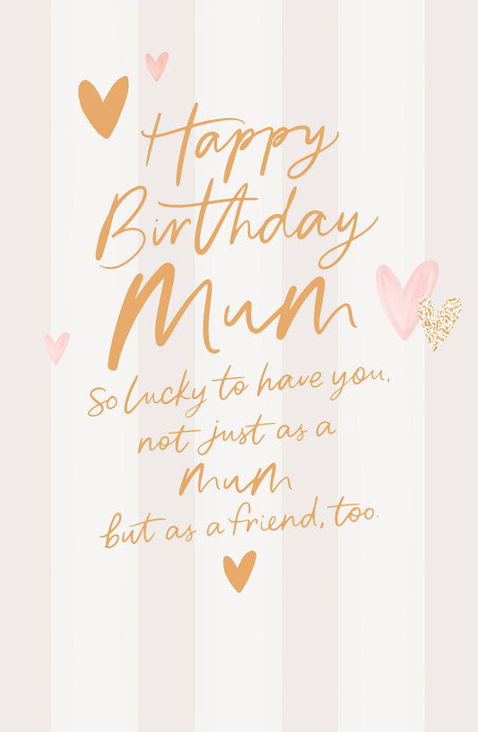 Hearts & Stripes Mum Birthday Card