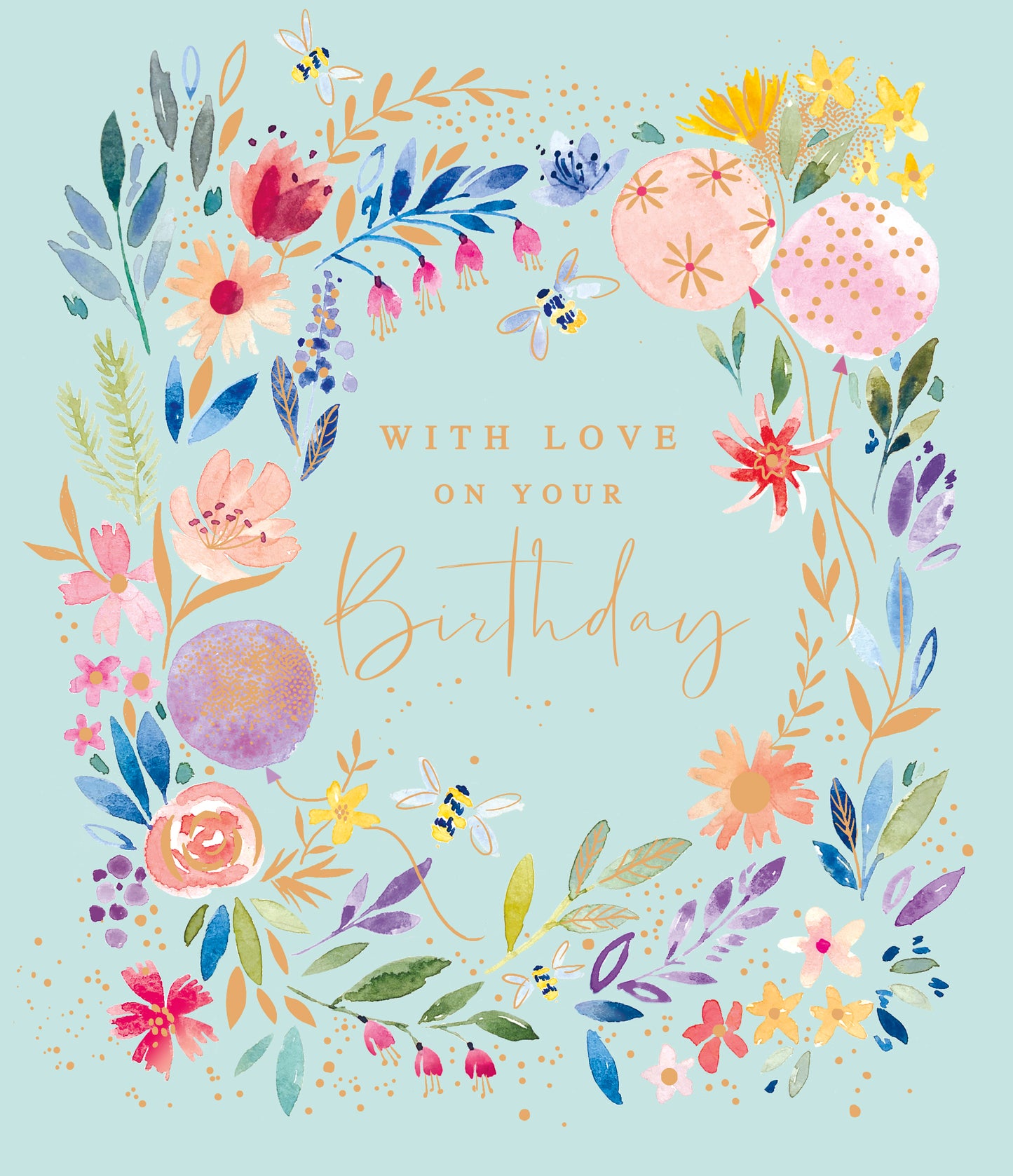 Flowers & Bees Birthday Card