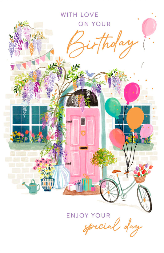 Floral House Birthday Card