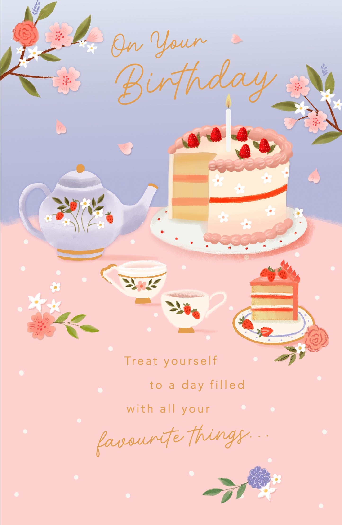 Strawberry Afternoon Tea Birthday Card