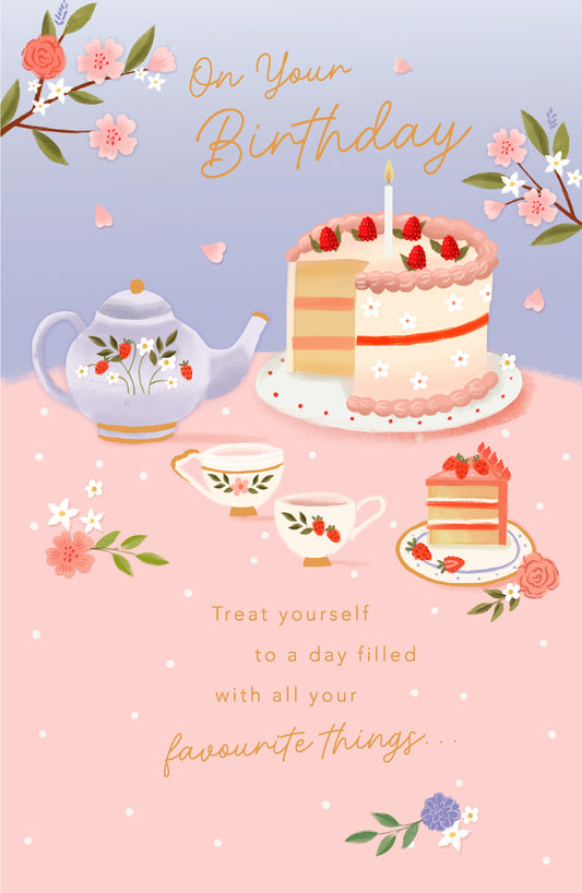 Strawberry Afternoon Tea Birthday Card