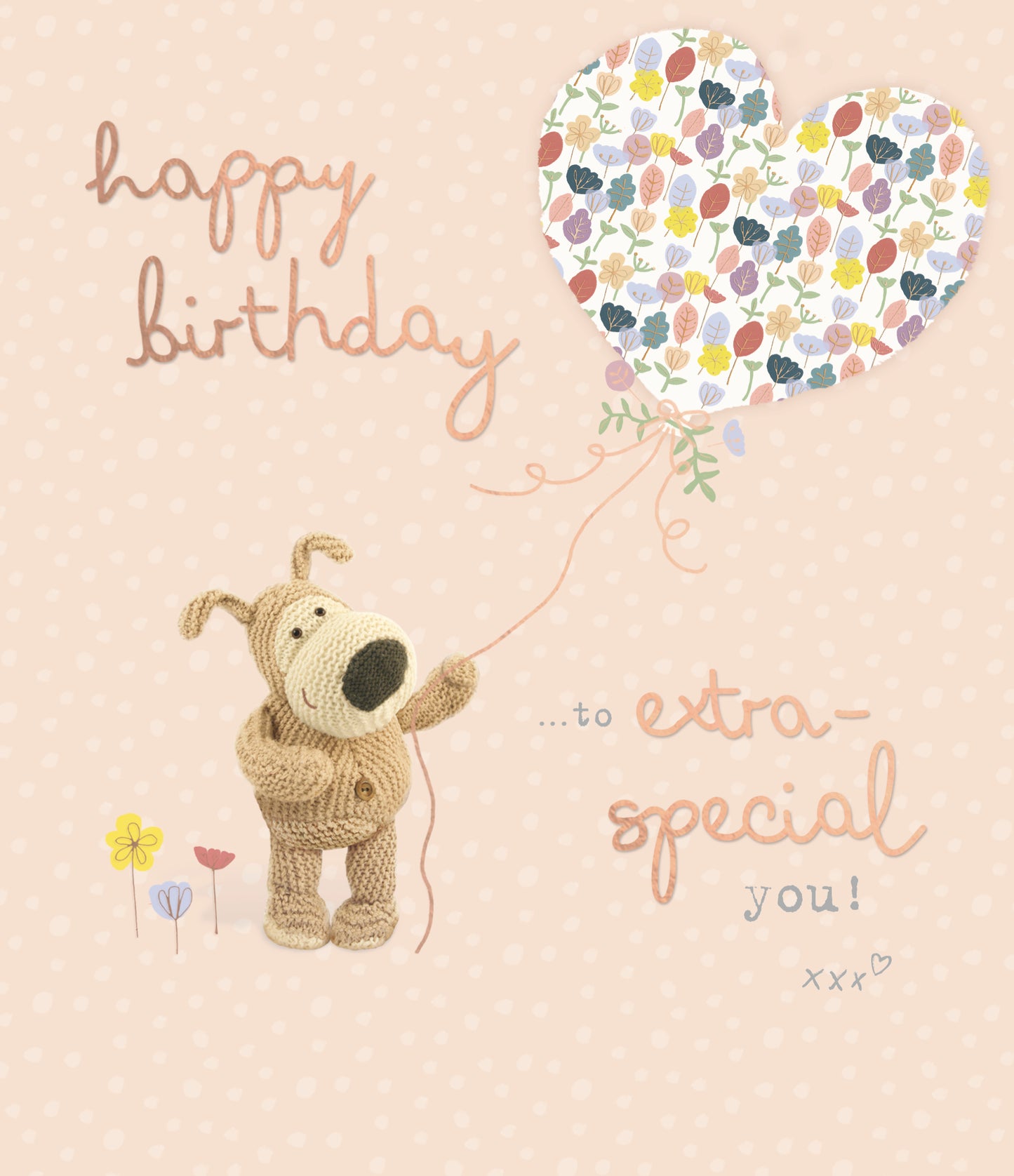 Boofle Floral Heart Balloon Birthday Card