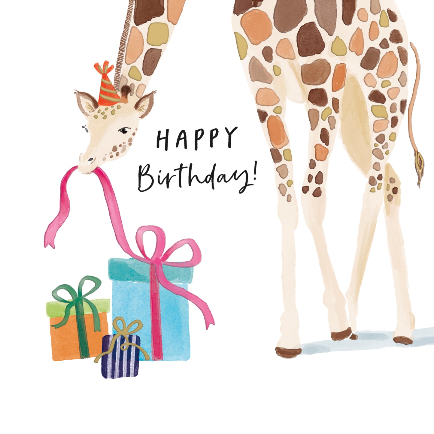 Giraffe & Presents Birthday Card