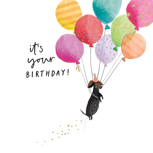 Dog & Balloons Birthday Card