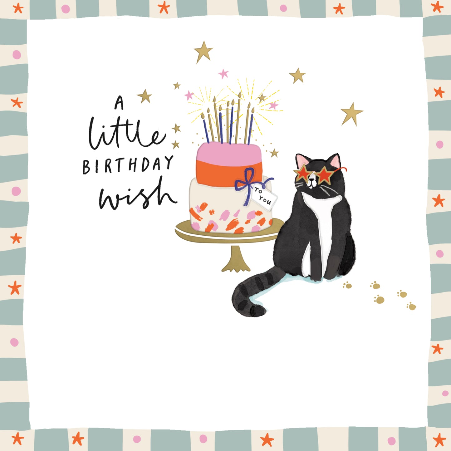 Cat & Cake Birthday Wish Card