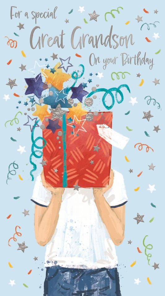 Present & Confetti Great Grandson Birthday Card