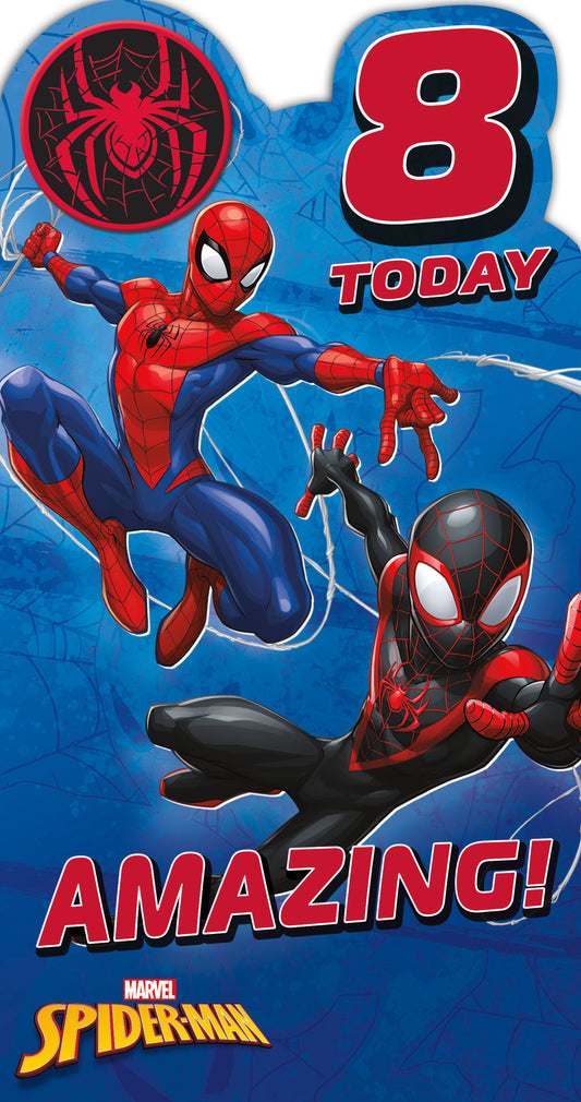 Spiderman 8th Birthday Card