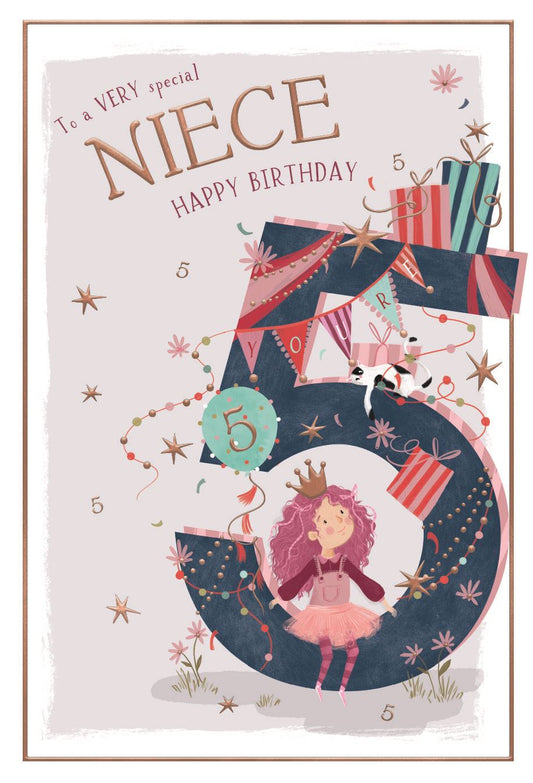 Princess Niece 5th Birthday Card
