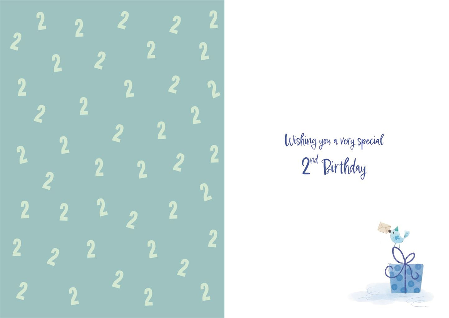 Blue Elephant 2nd Birthday Card