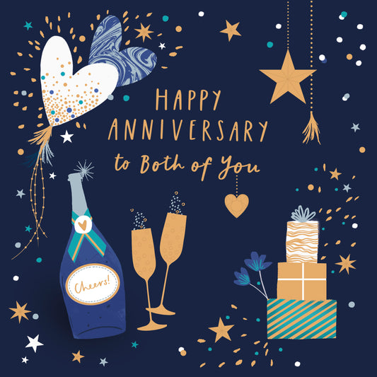 Navy & Gold To Both Of You Anniversary Card