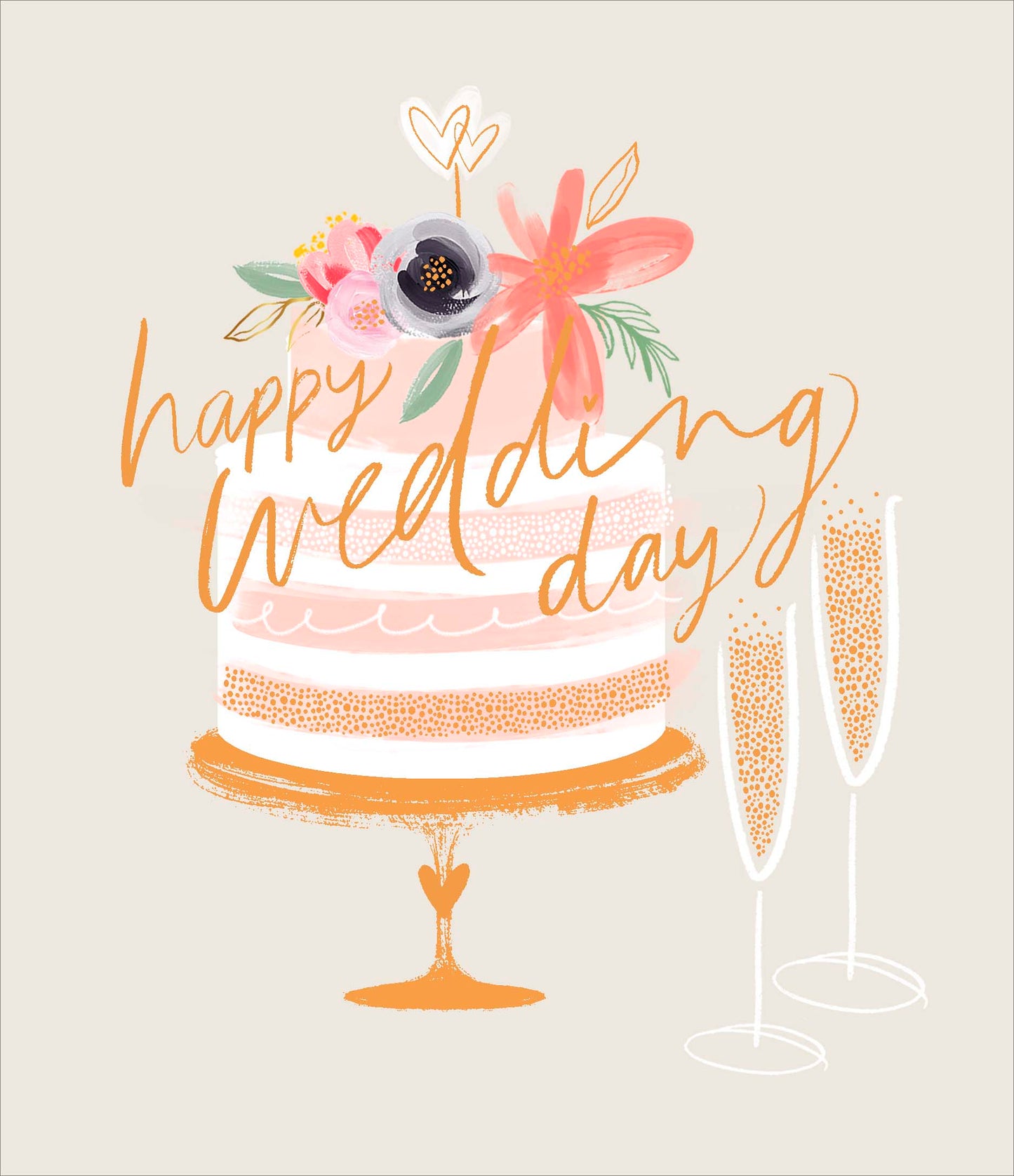 Floral Cake Wedding Day Card