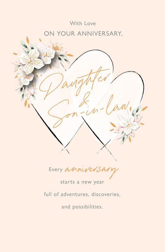 Floral Hearts Daughter & Son In Law Anniversary Card