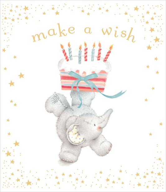 Elephant With Cake Make A Wish Birthday Card