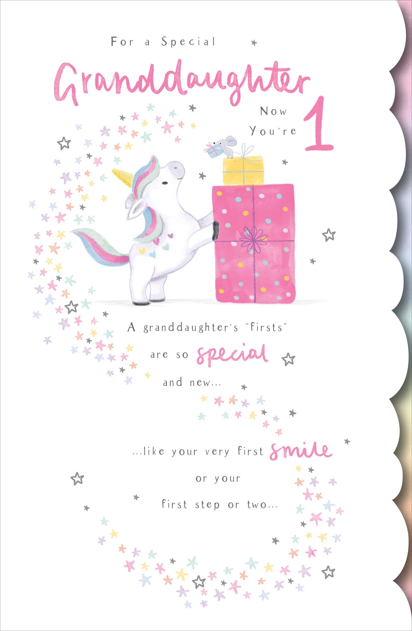 Unicorn Granddaughter 1st Birthday Card