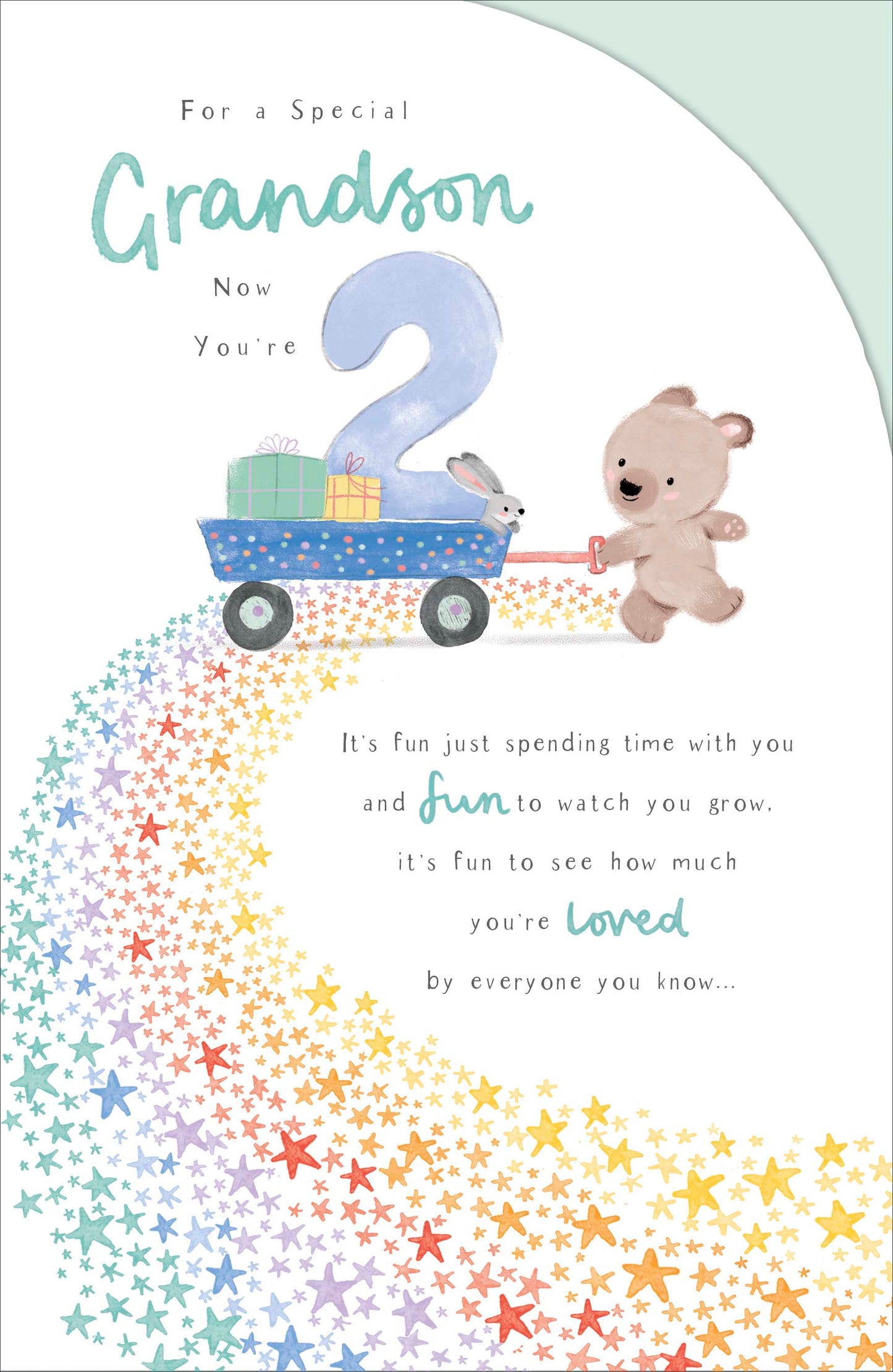 Bear & Bunny Grandson 2nd Birthday Card