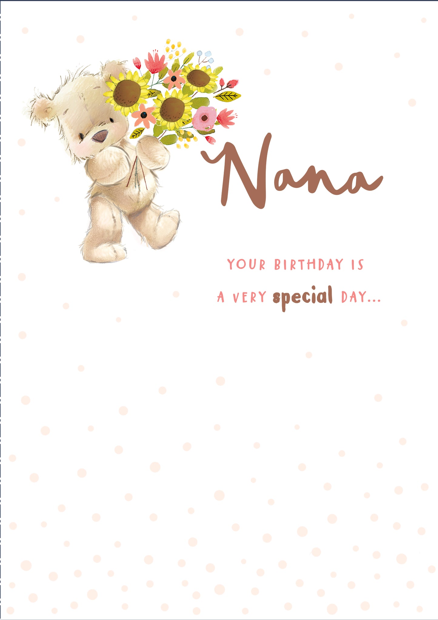 Bear With Flowers Nana Birthday Card