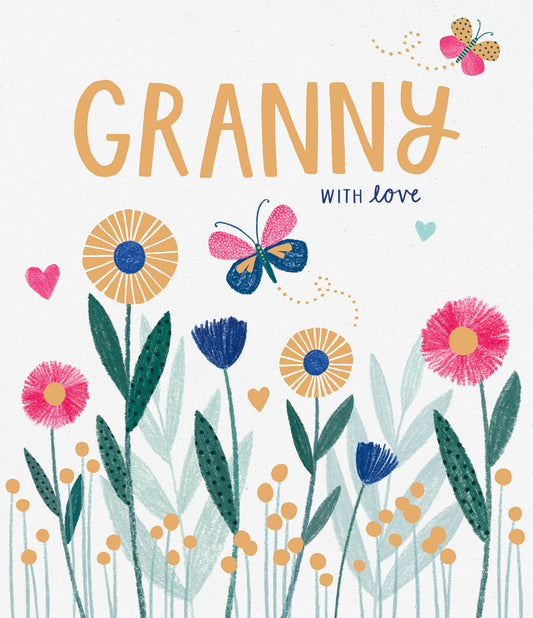 Flowers & Butterflies Granny Birthday Card