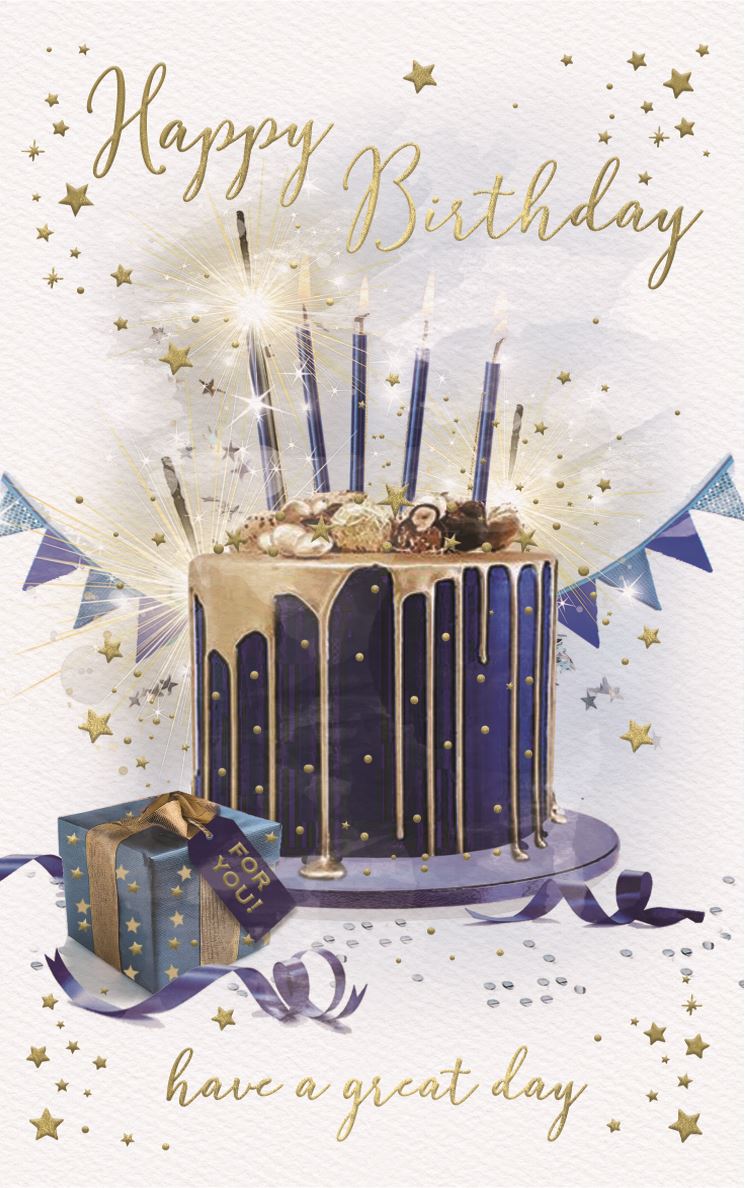 Blue Cake Birthday Card