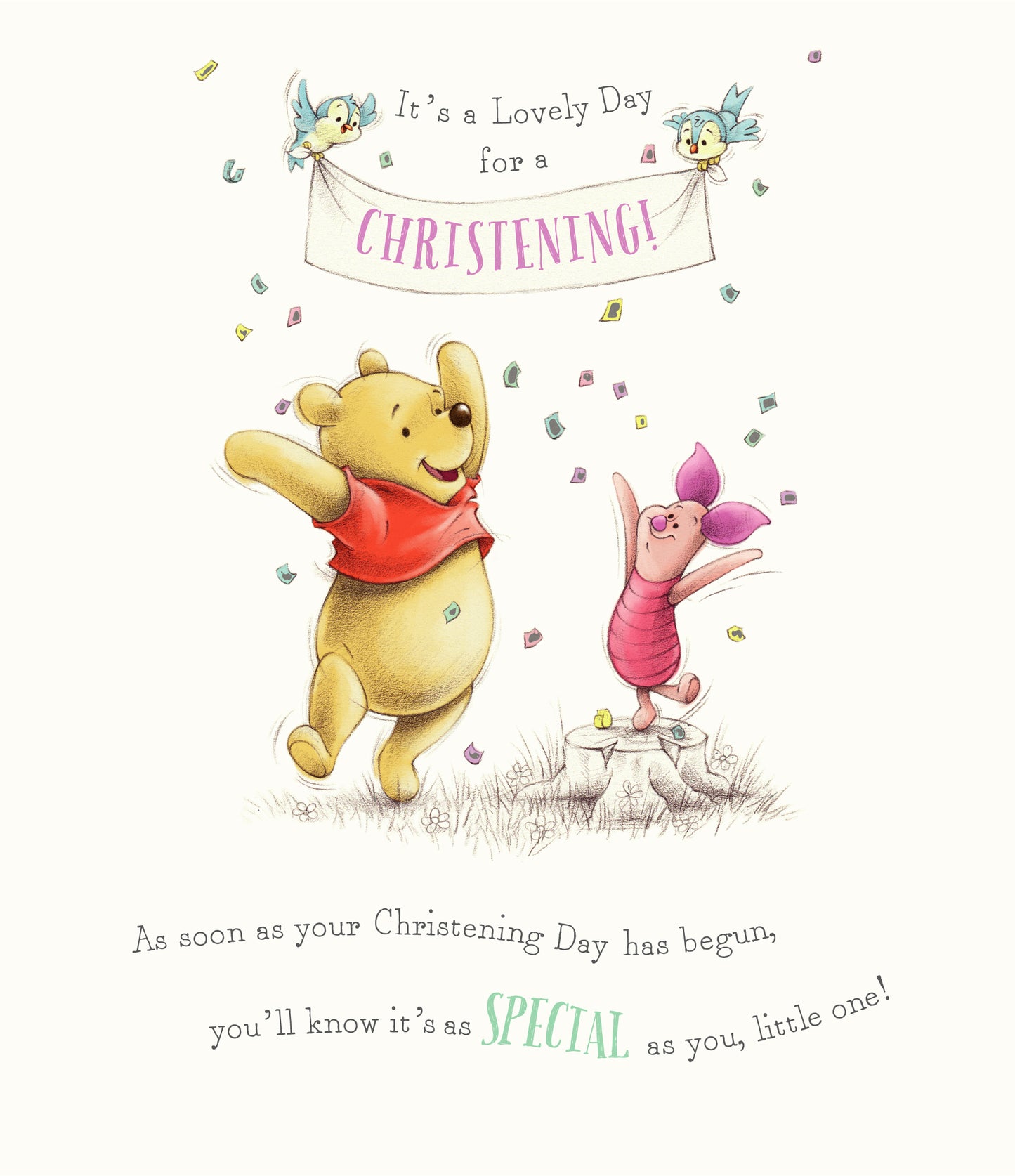 Winnie The Pooh Christening Card