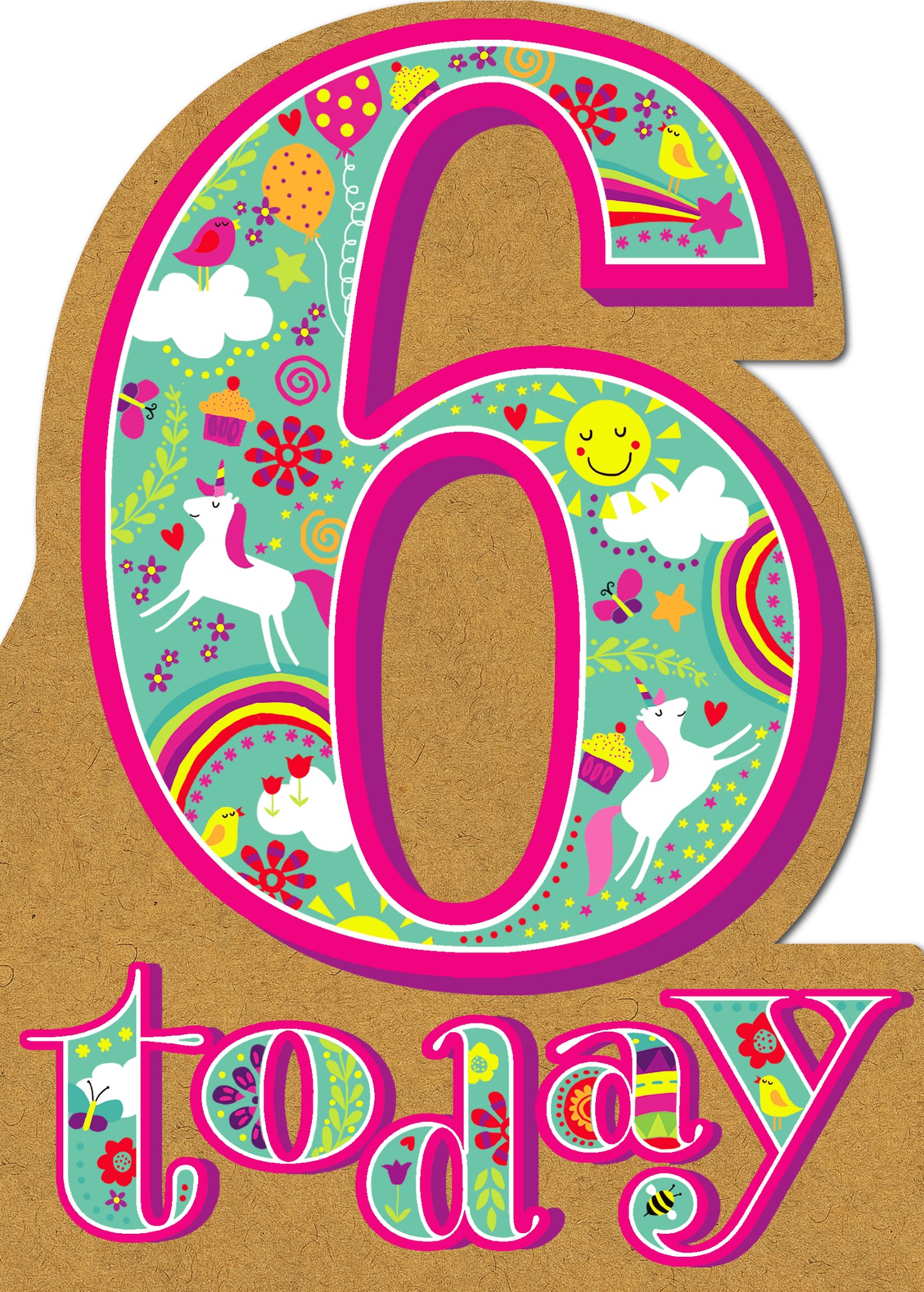 Sunshine & Unicorns 6th Birthday Card