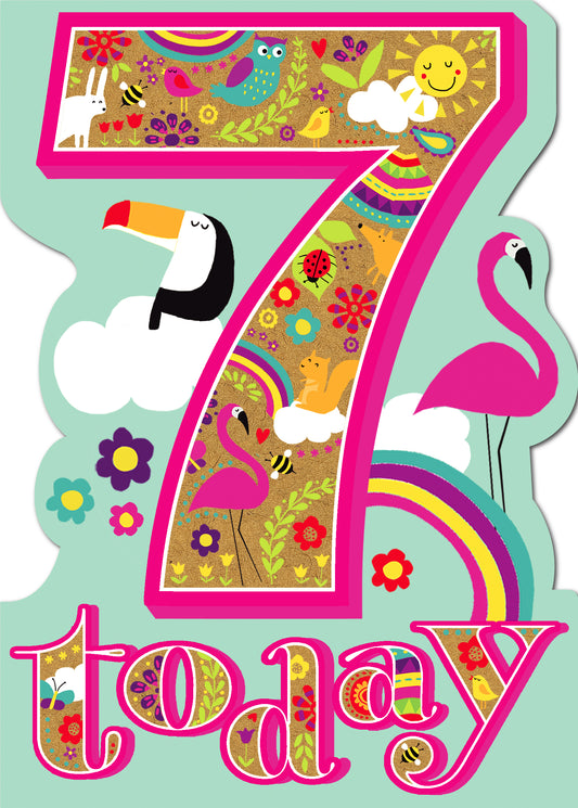 Sunshine & Animals 7th Birthday Card