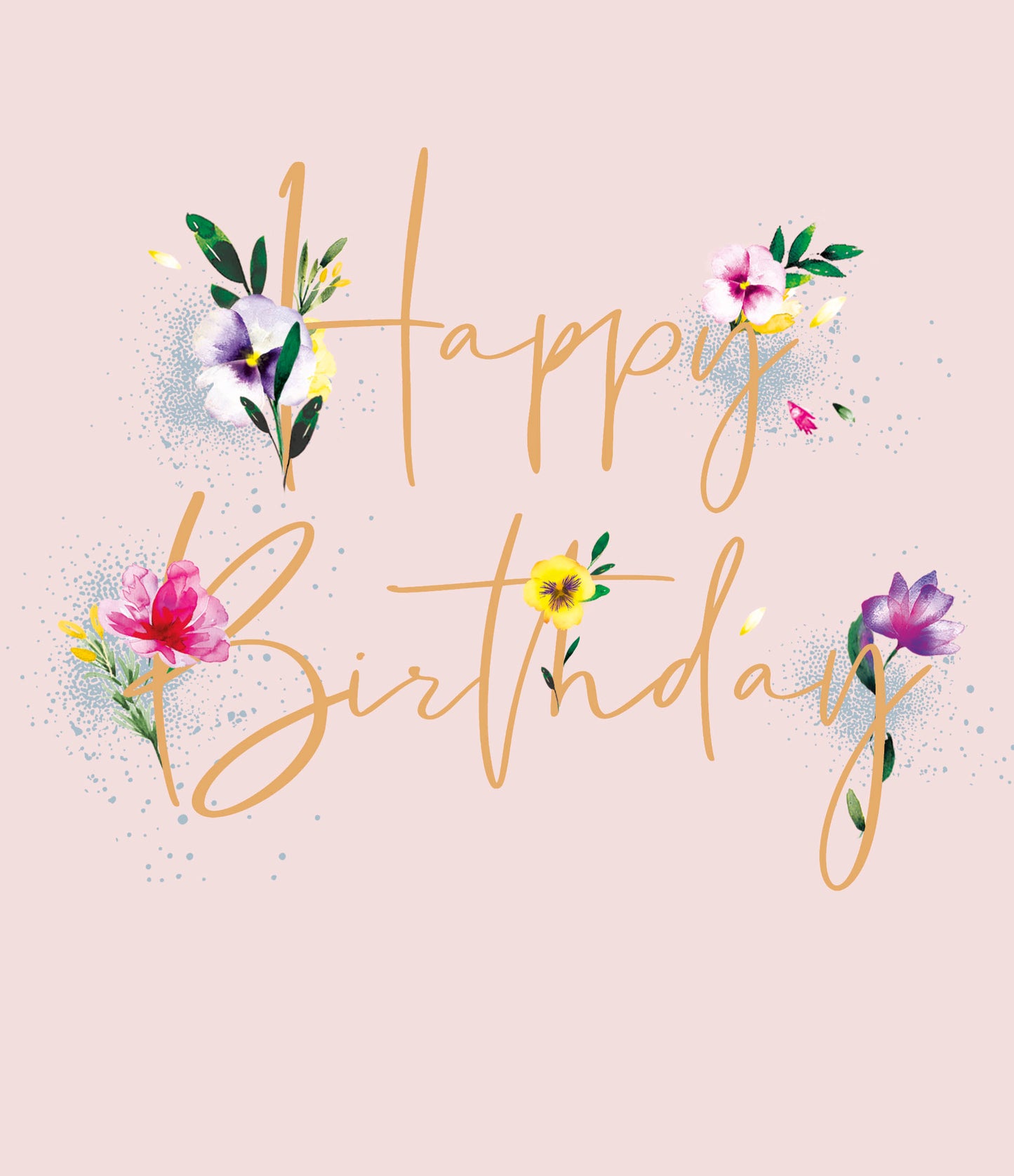 Pink & Gold Floral Birthday Card
