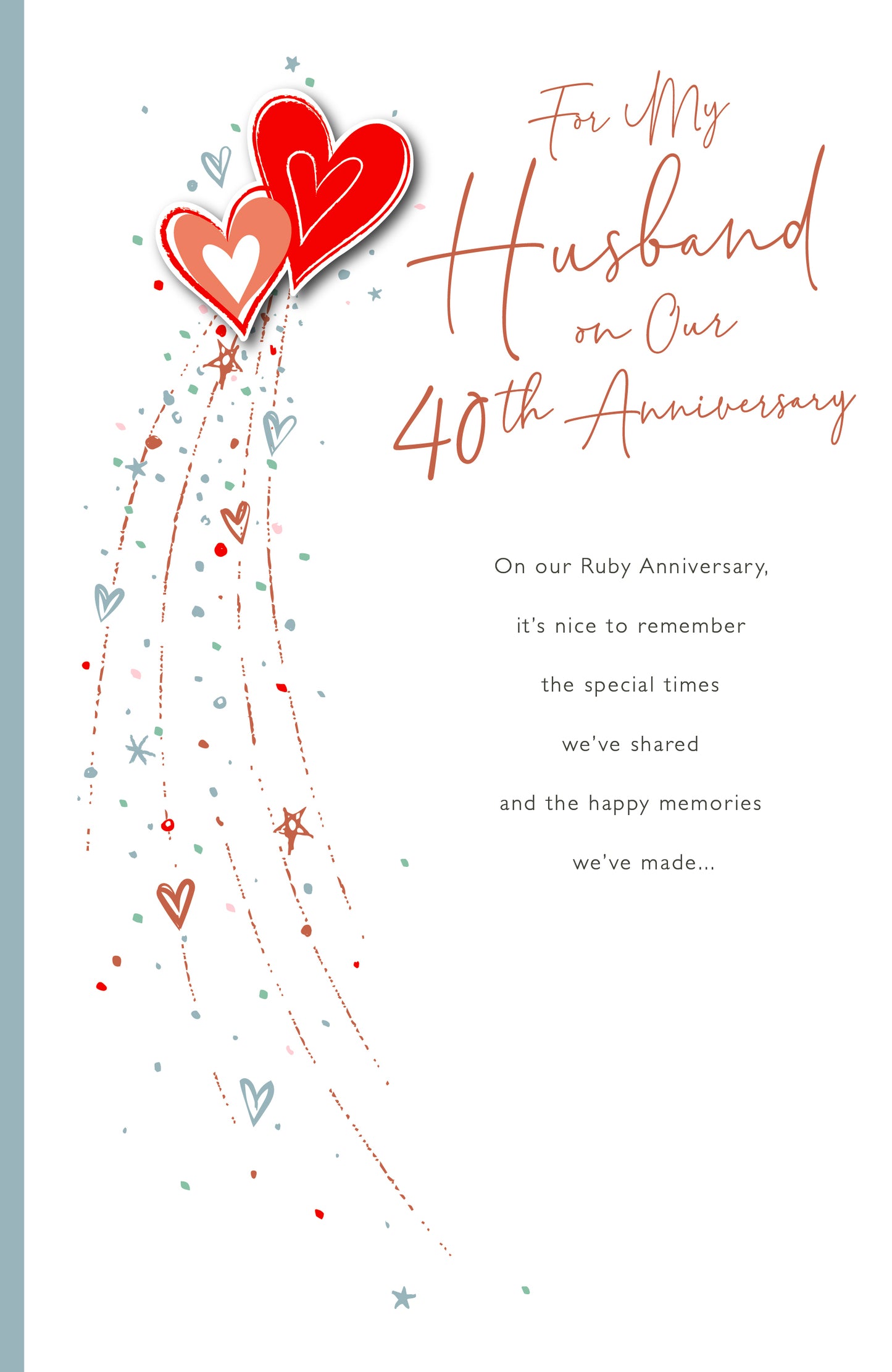 Red & Gold Hearts Husband Ruby/40th Anniversary Card