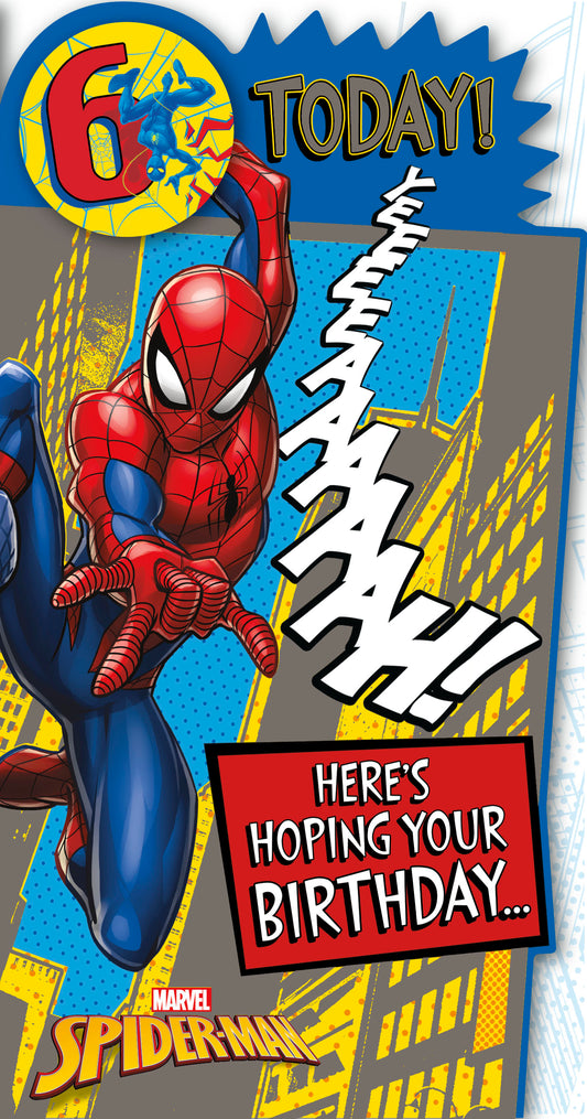 Spiderman 6th Birthday Card