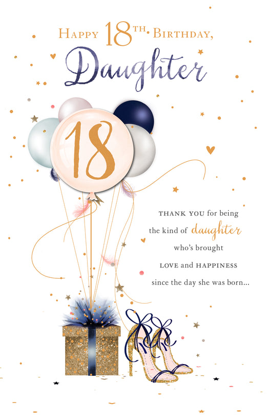 Ballons and High Heels Daughter 18th Birthday Card