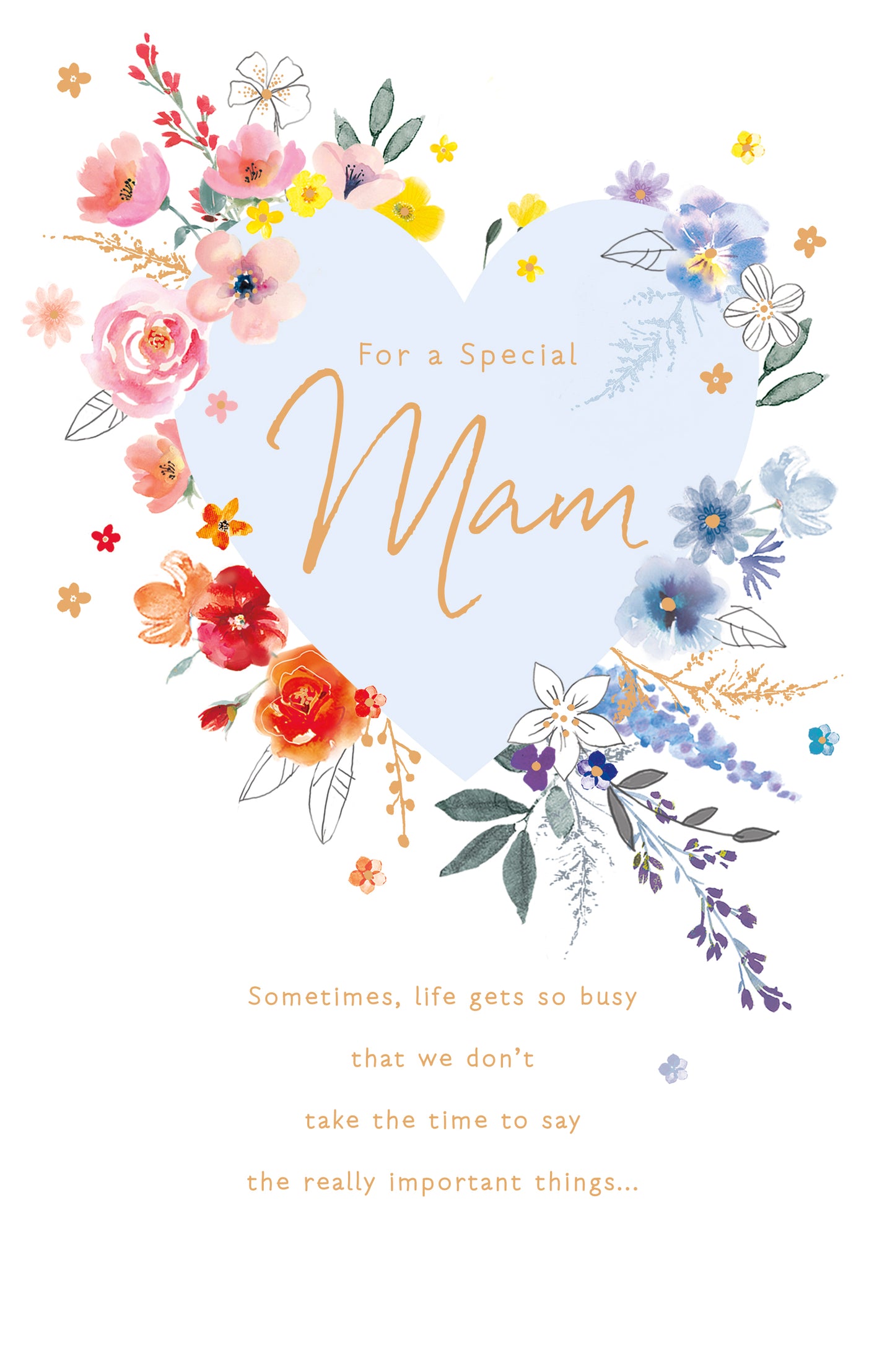 Floral Heart Mam Birthday Card