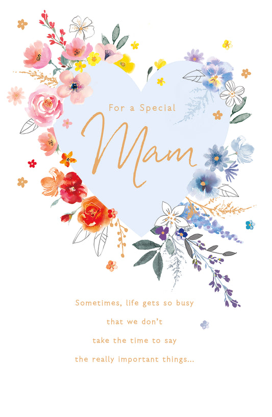 Floral Heart Mam Birthday Card