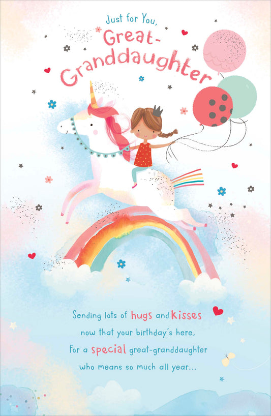 Unicorn Great Granddaughter Birthday Card