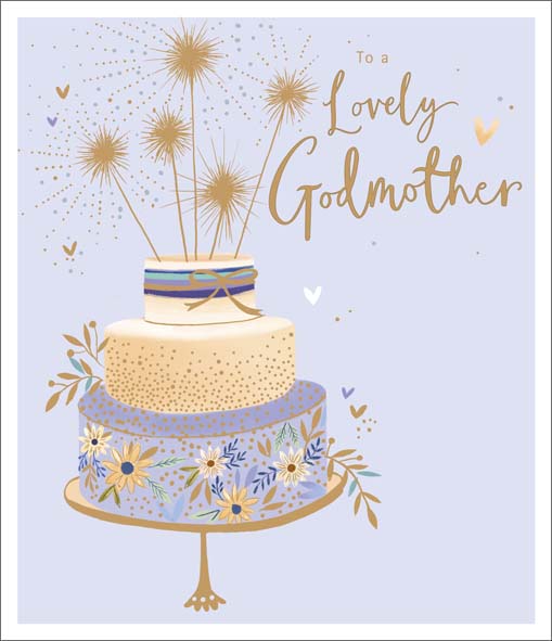 Floral Cake Godmother Birthday Card