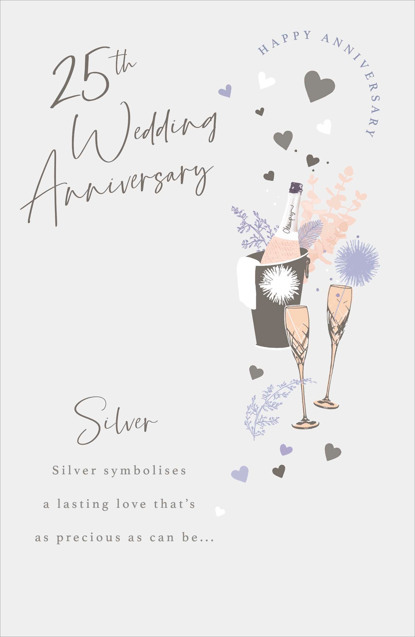 Champagne Silver / 25th Wedding Anniversary Card