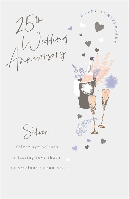 Champagne Silver / 25th Wedding Anniversary Card