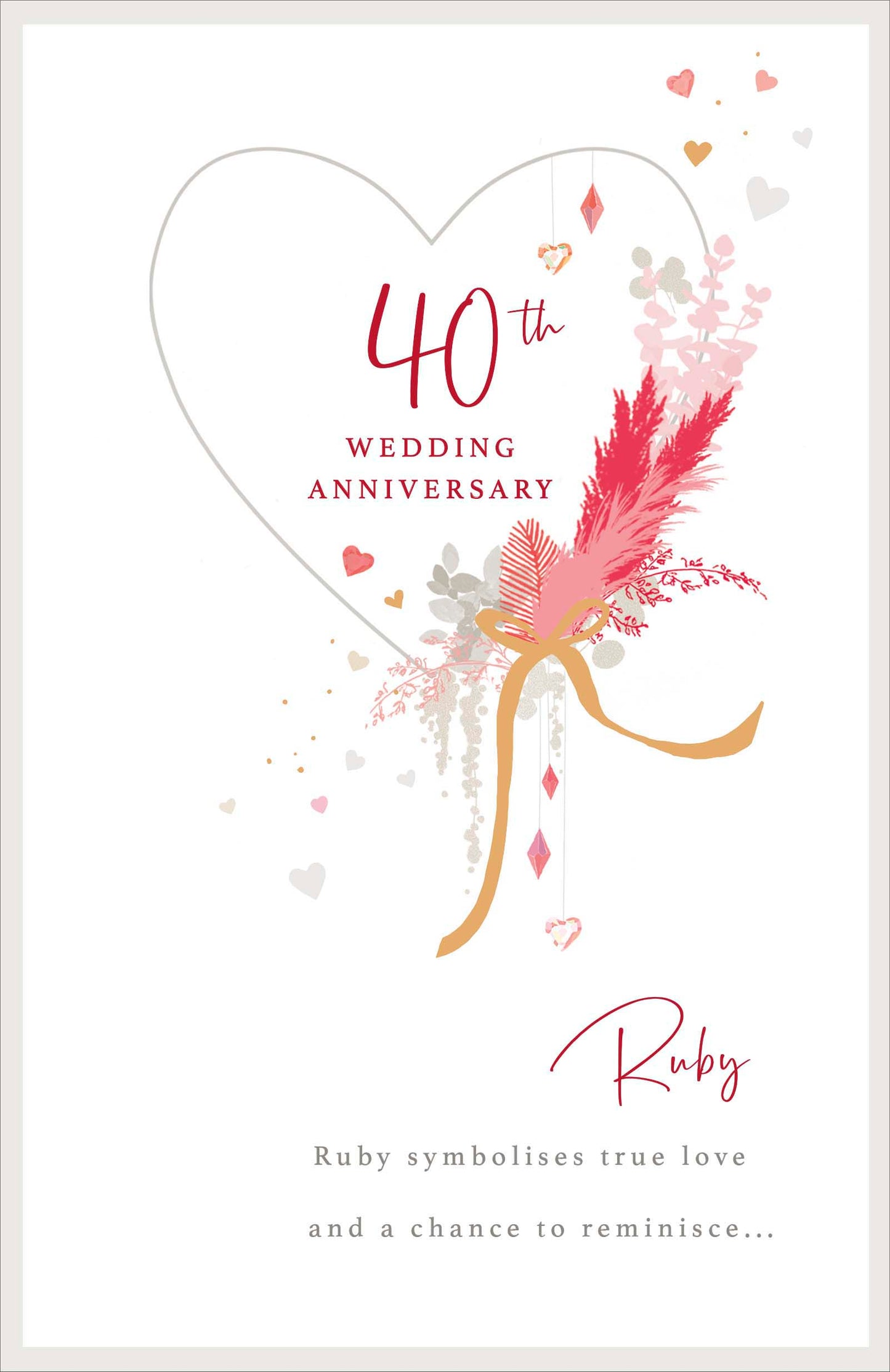 Floral Heart Ruby / 40th Wedding Anniversary Card