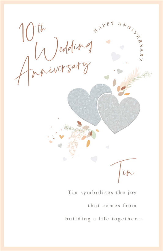 Hearts Tin / 10th Wedding Anniversary Card