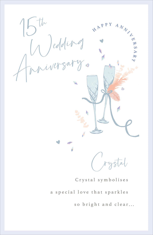 Glasses Crystal / 15th Wedding Anniversary Card
