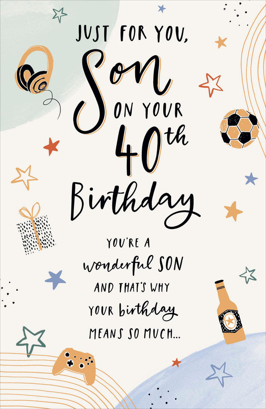 Gold Icons Son 40th Birthday Card