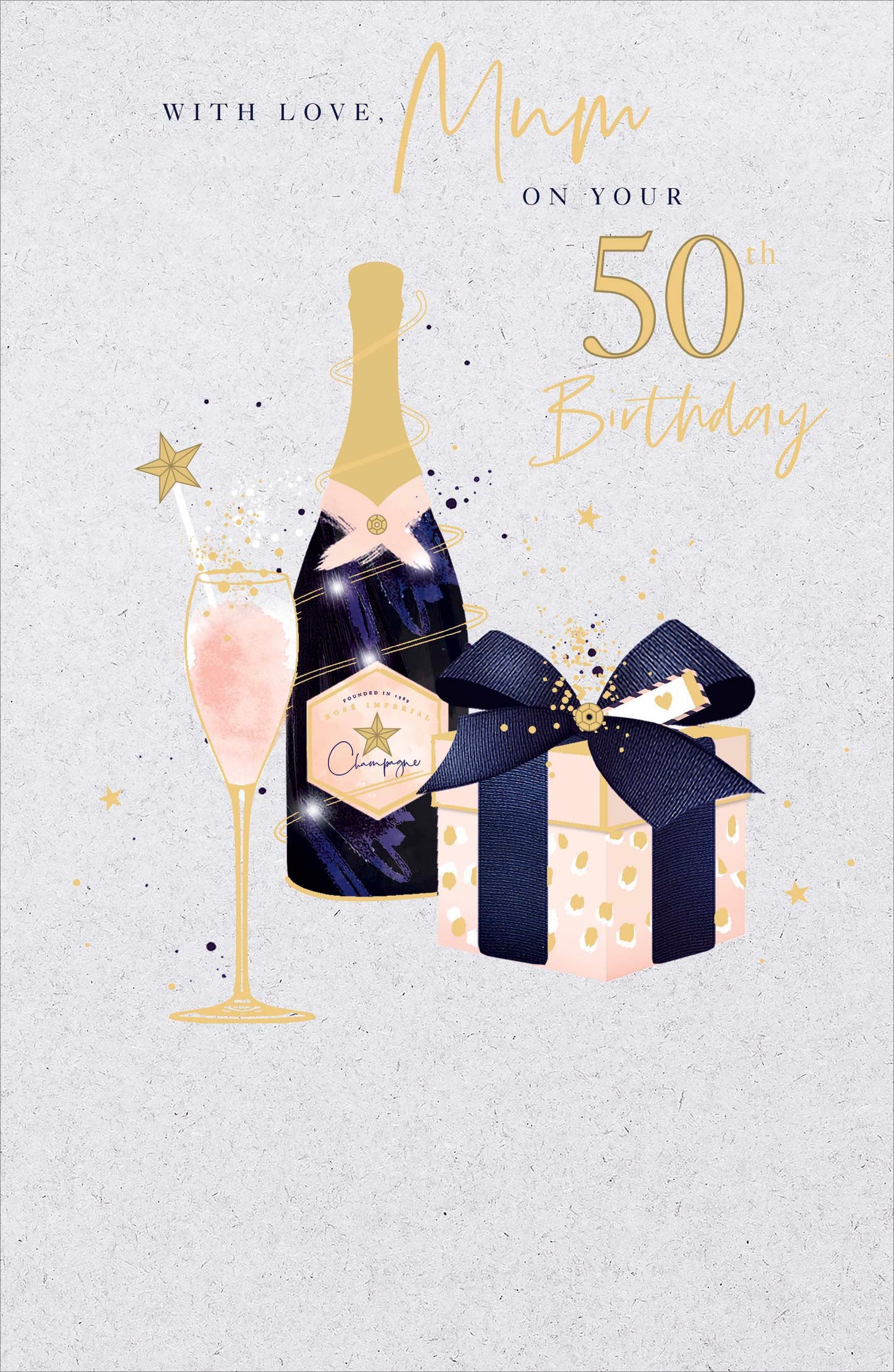 Champagne & Present Mum 50th Birthday Card