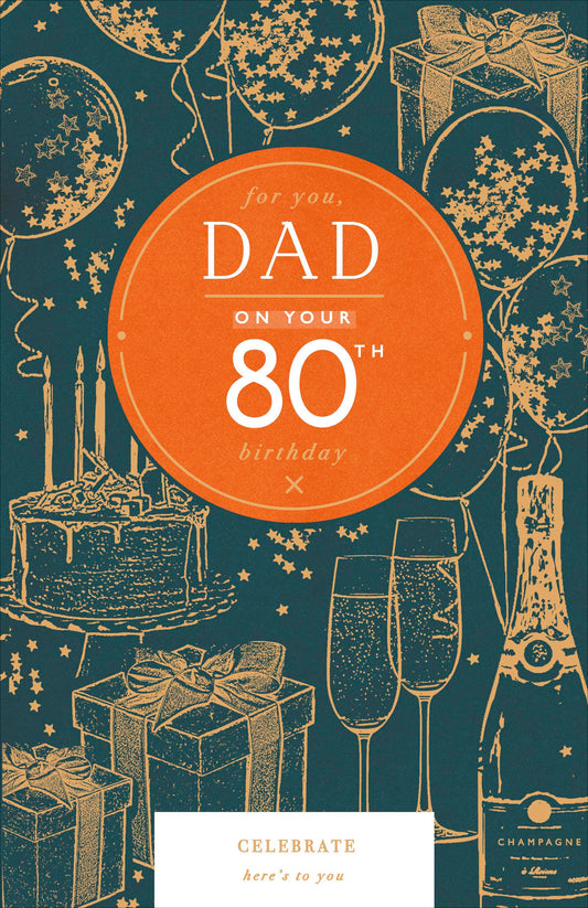 Gold Icons Dad 80th Birthday Card
