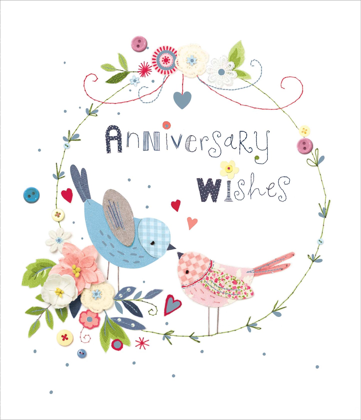 Floral Birds Annivrsary Wishes Card