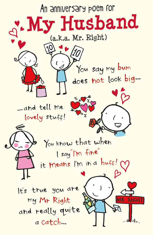 Humour Anniversary Poem Husband Card