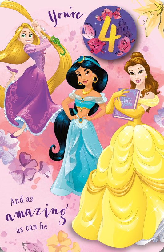 Disney Princesses 4th Birthday Card