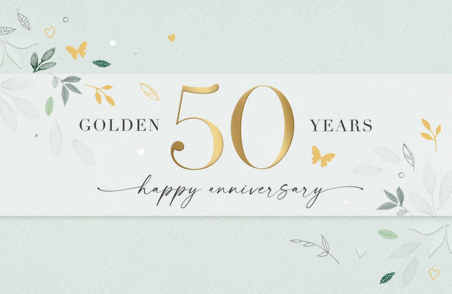 Leaves & Butterflies Golden / 50th Anniversary Card