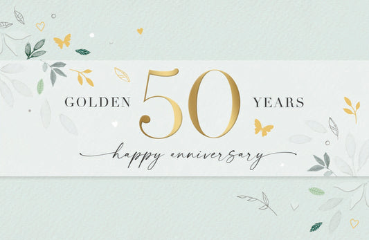 Leaves & Butterflies Golden / 50th Anniversary Card
