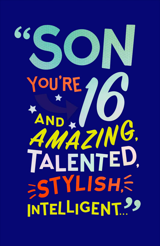 Amazing Talented Son 16th Birthday Card