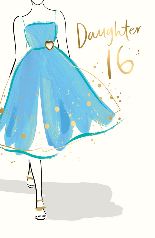 Blue Dress Daughter 16th Birthday Card